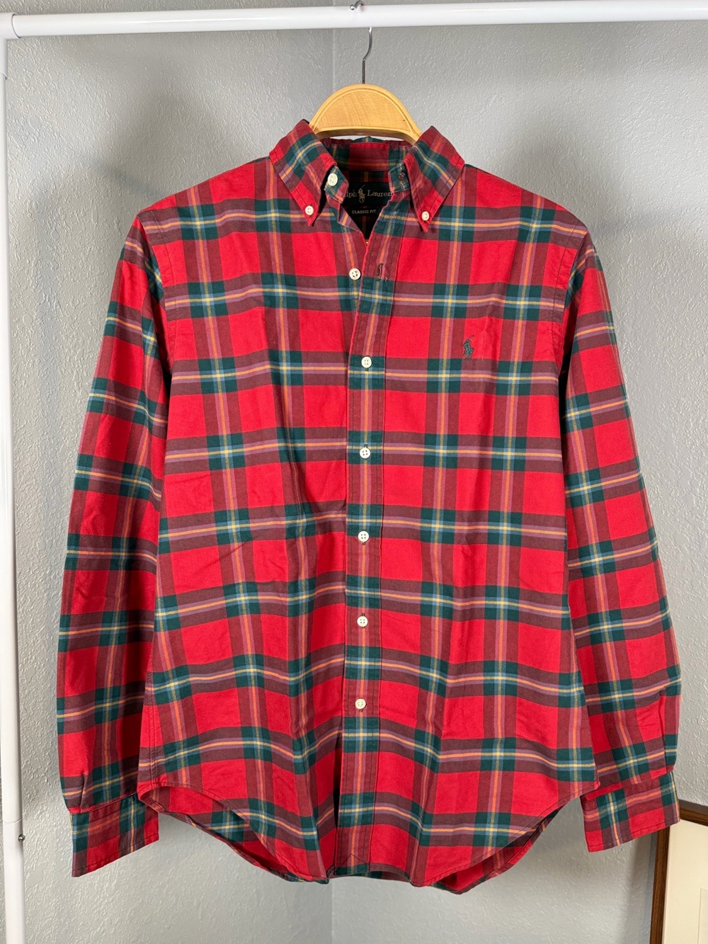 Ralph Lauren Red & Green Plaid Oxford Button-Down Shirt